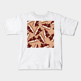 pattern with mousse cake with cherries and berry jam Kids T-Shirt